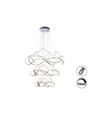 Plafonnier MOLLY, 3 anneaux, Ø 110 cm, LED, 138 W, 12 420 lm, dimmable, TRIAC 0-10 V, chromé