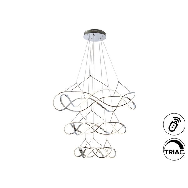 Lámpara de techo MOLLY 3 aros Ø110cm LED 138W 12420 lm dimable TRIAC 0-10V Cromo