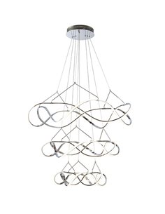 Luminária de teto MOLLY, 3 anéis, Ø110cm, LED, 138W, 12420 lm, dimerizável, TRIAC 0-10V, cromada