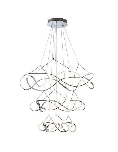 Luminária de teto MOLLY, 3 anéis, Ø110cm, LED, 138W, 12420 lm, dimerizável, TRIAC 0-10V, cromada