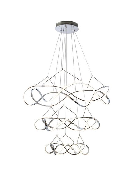 Luminária de teto MOLLY, 3 anéis, Ø110cm, LED, 138W, 12420 lm, dimerizável, TRIAC 0-10V, cromada