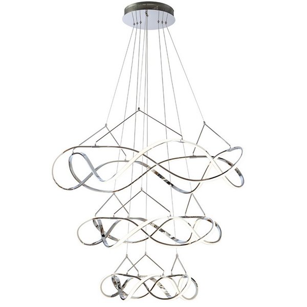 Lámpara de techo MOLLY 3 aros Ø110cm LED 138W 12420 lm dimable TRIAC 0-10V Cromo