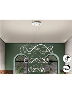 Plafonnier MOLLY, 3 anneaux, Ø 110 cm, LED, 138 W, 12 420 lm, dimmable, TRIAC 0-10 V, chromé 2