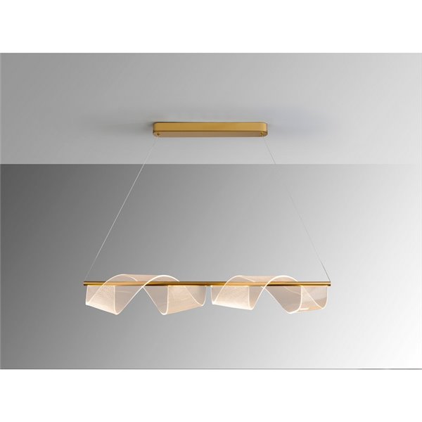 Luminária pendente decorativa CANDLES LED 21W 1200 lm com difusor microimpresso IP20, acabamento dourado fosco.