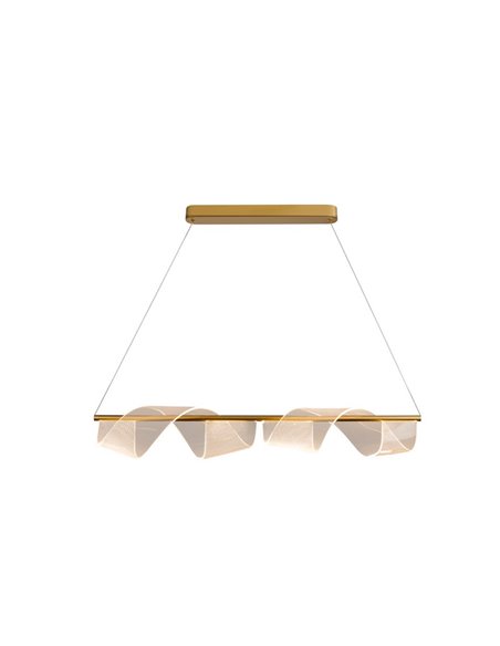 Luminária pendente decorativa CANDLES LED 21W 1200 lm com difusor microimpresso IP20, acabamento dourado fosco.