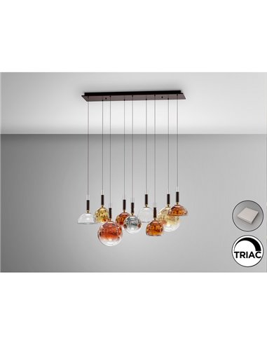 Lámpara CHARLIZE II 9 luces LED 54W 1980 lm dimable TRIAC 0-10V Bronce