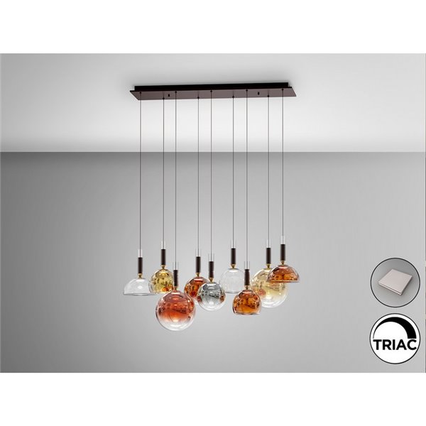 Lámpara CHARLIZE II 9 luces LED 54W 1980 lm dimable TRIAC 0-10V Bronce