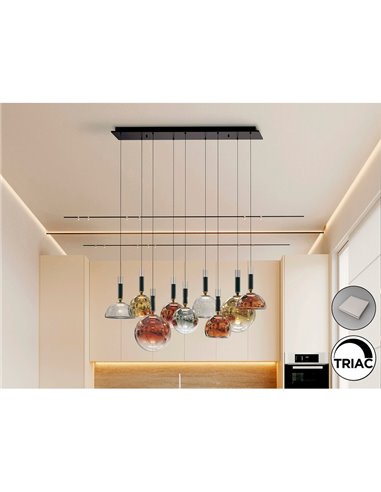 Lâmpada CHARLIZE II com 9 LEDs, 54W, 1980 lm, dimerizável, TRIAC 0-10V, cor bronze.