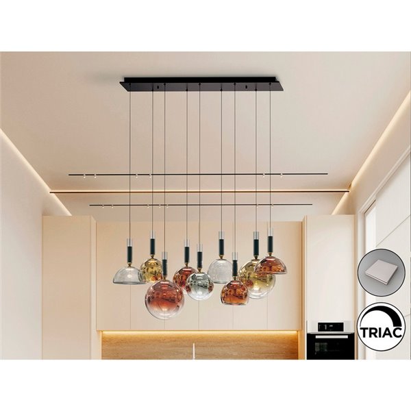 Lámpara CHARLIZE II 9 luces LED 54W 1980 lm dimable TRIAC 0-10V Bronce