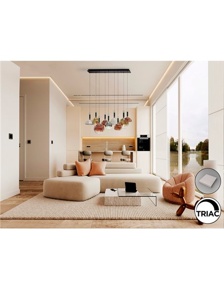 Lámpara CHARLIZE II 9 luces LED 54W 1980 lm dimable TRIAC 0-10V Bronce