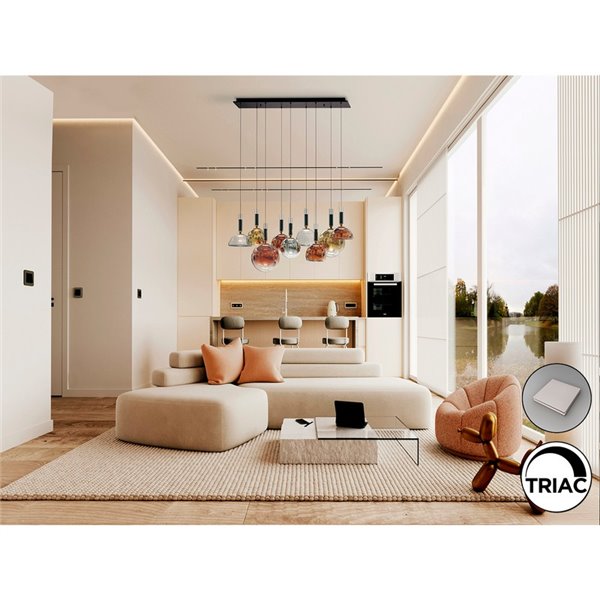 Lámpara CHARLIZE II 9 luces LED 54W 1980 lm dimable TRIAC 0-10V Bronce