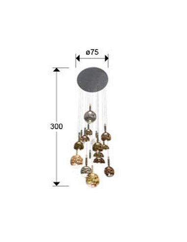 Lámpara de techo CHARLIZE 16 luces LED 96W 3520 lm cristal de colores dimable IP20 Cromo