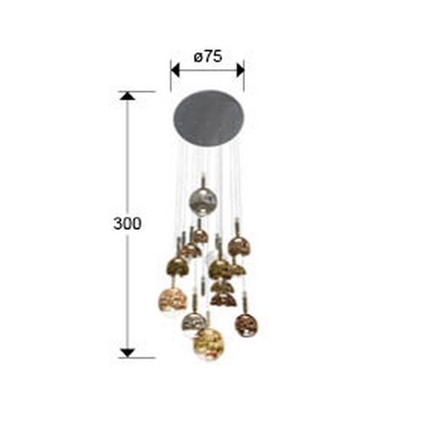 Lámpara de techo CHARLIZE 16 luces LED 96W 3520 lm cristal de colores dimable IP20 Cromo