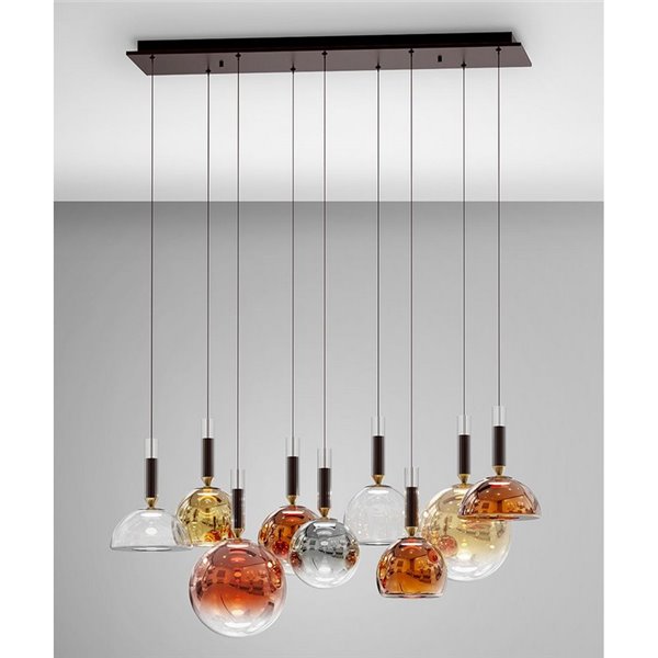 Lámpara CHARLIZE II 9 luces LED 54W 1980 lm dimable TRIAC 0-10V Bronce