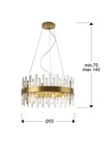 Suspension GRACE Ø55cm LED 4W 5600 lm 14 lumières Style prisme cristal IP20 Or