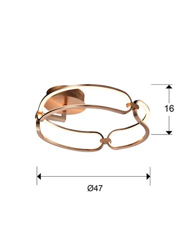 Plafón de techo COLETTE LED 37W 3330 lm difusor opal IP20 Ø47cm Oro rosa
