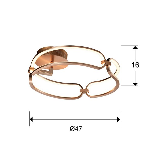 Plafón de techo COLETTE LED 37W 3330 lm difusor opal IP20 Ø47cm Oro rosa