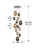 Lámpara colgante OVILA 13 luces LED 8W 11310 lm tulipas cristal coñac/smoke, regulable IP20 Cromo