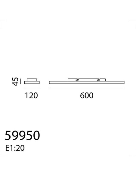 Plafón LED de superficie rectangular SOLID blanco 25W 2750Lm 60x120 cm CCT