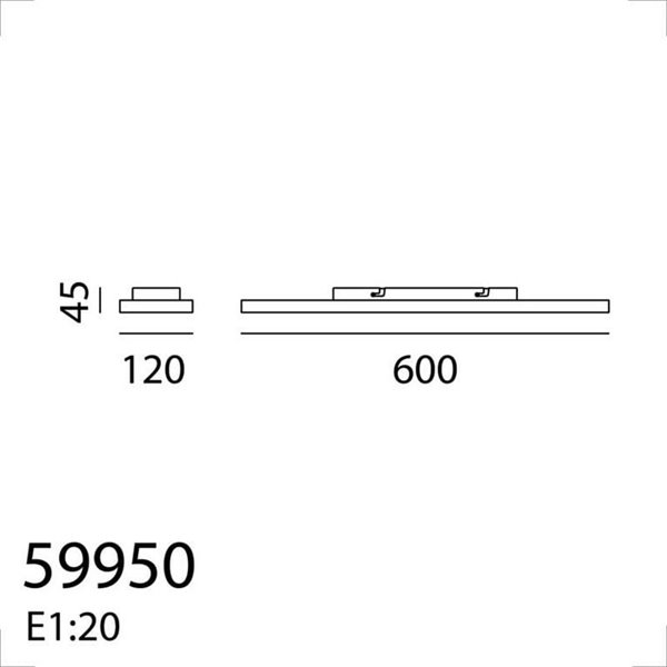 Plafón LED de superficie rectangular SOLID blanco 25W 2750Lm 60x120 cm CCT