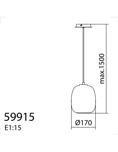 Lámpara de techo colgante JAP negra con bola Ø17cm cristal opal, E27 (no incl.)