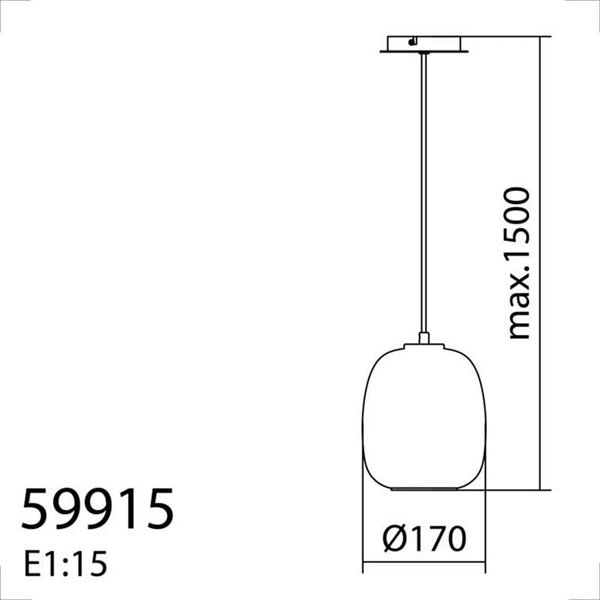 Luminária de teto pendente JAP preta com esfera de vidro opalino de Ø17cm, E27 (não incluída)