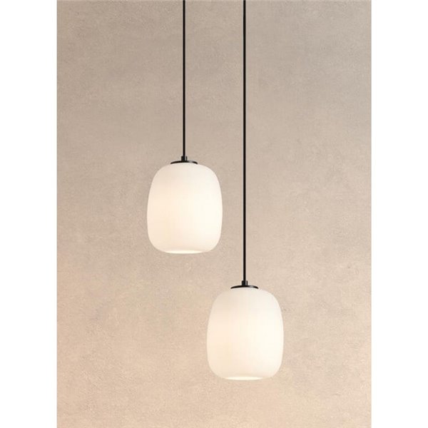 Lámpara de techo colgante JAP negra con bola Ø17cm cristal opal, E27 (no incl.)