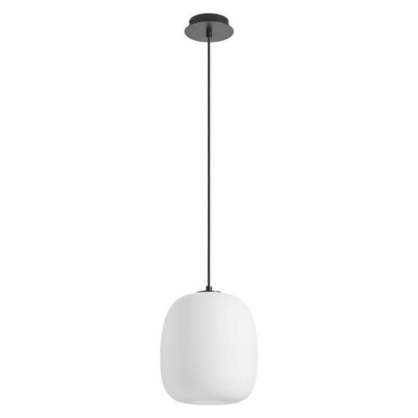 Luminária de teto pendente JAP XL preta com esfera de vidro opalino de Ø23cm, E27 (não incluída)