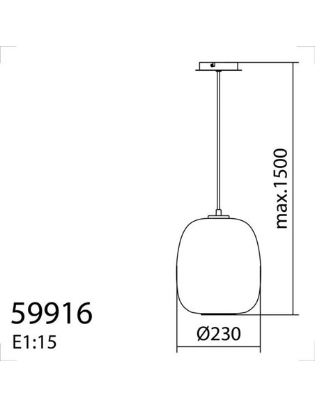 Luminária de teto pendente JAP XL preta com esfera de vidro opalino de Ø23cm, E27 (não incluída)