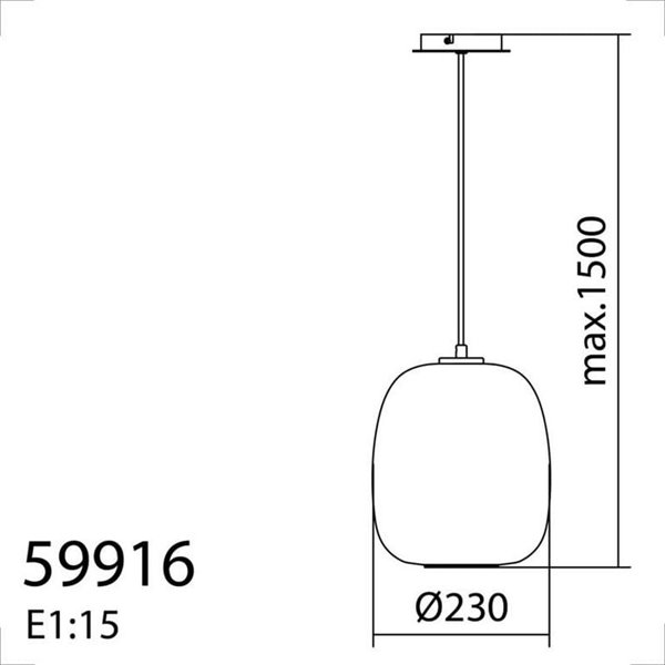 Lámpara de techo colgante JAP XL negra con bola Ø23cm cristal opal, E27 (no incl.)