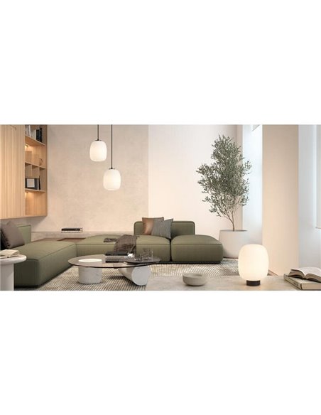 Lámpara de mesa JAP con base negra redonda Ø23cm cristal opal E27  (no incl.)