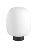 Lampe de table JAP avec base ronde noire Ø23cm, ampoule E27 en verre opale (non fournie)