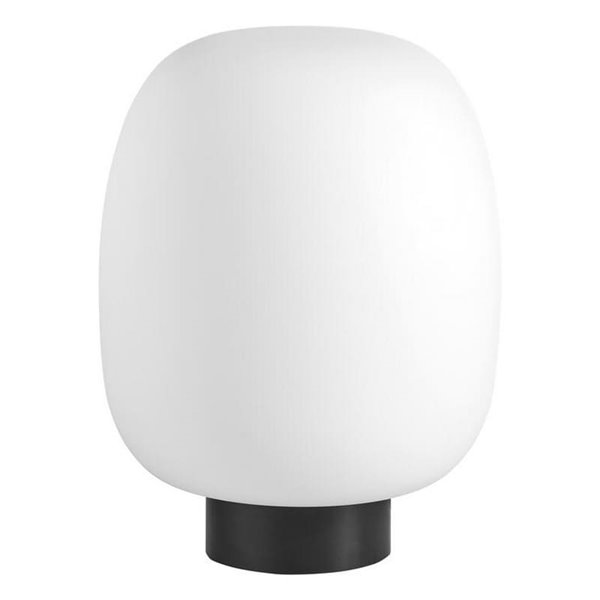 Candeeiro de mesa JAP com base redonda preta de Ø23cm, vidro opalino, E27 (não incluído).