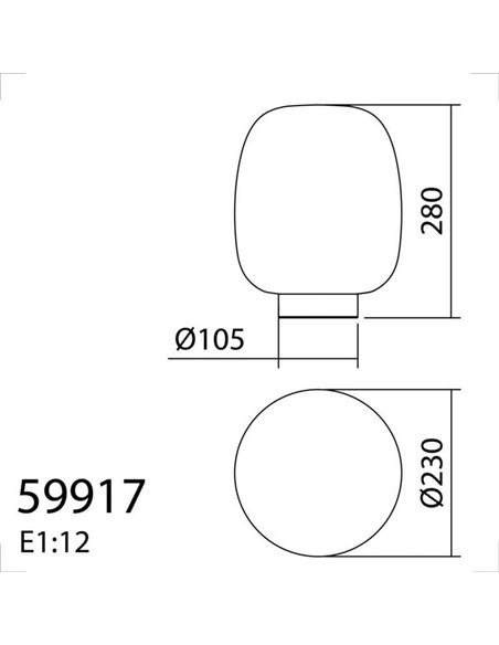 Lámpara de mesa JAP con base negra redonda Ø23cm cristal opal E27  (no incl.)