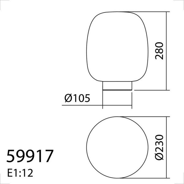 Candeeiro de mesa JAP com base redonda preta de Ø23cm, vidro opalino, E27 (não incluído).