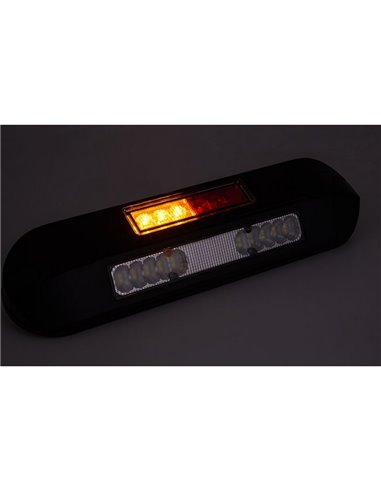 Feu de travail à LED, feu de position, feu stop, clignotant 12/24 V LRD 3132/BL/PHK/6,5K, boîtier noir R1-S1 2 A CEM