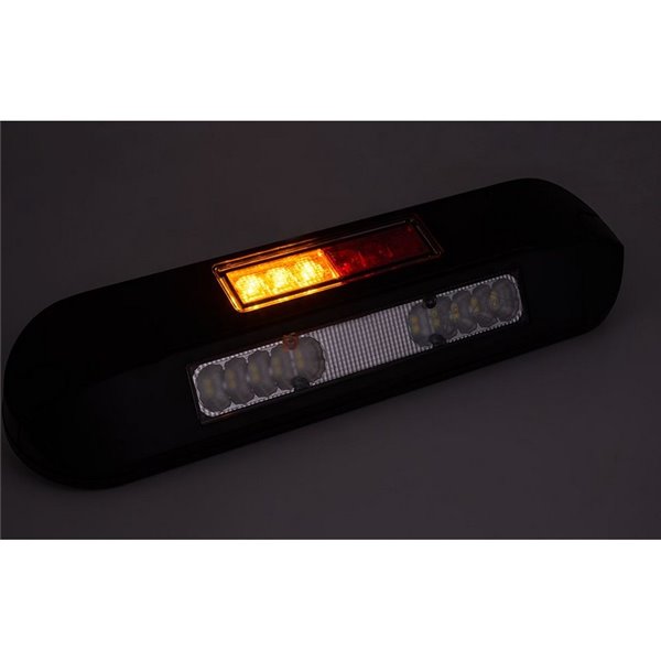 Faro de trabajo LED posición, freno, intermitente 12/24V LRD 3132/BL/PHK/6,5K carcasa negra R1-S1 2A EMC