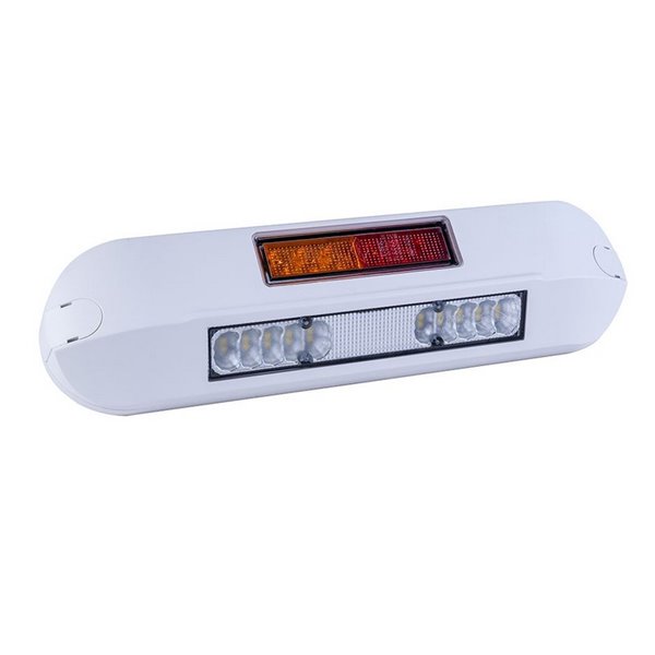 Luz de trabajo LED con posición, freno, intermitente 12/24V LRD 3132/WH/PHK/6,5K carcasa blanca R1-S1 2A EMC