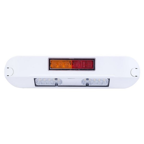 Luz de trabajo LED con posición, freno, intermitente 12/24V LRD 3132/WH/PHK/6,5K carcasa blanca R1-S1 2A EMC