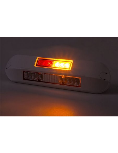 Luz de trabajo LED con posición, freno, intermitente 12/24V LRD 3132/WH/PHK/6,5K carcasa blanca R1-S1 2A EMC