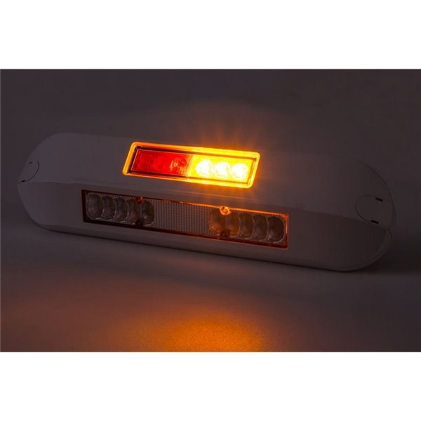 Luz de trabajo LED con posición, freno, intermitente 12/24V LRD 3132/WH/PHK/6,5K carcasa blanca R1-S1 2A EMC