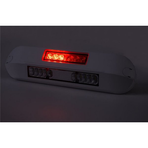 Luz de trabajo LED con posición, freno, intermitente 12/24V LRD 3132/WH/PHK/6,5K carcasa blanca R1-S1 2A EMC