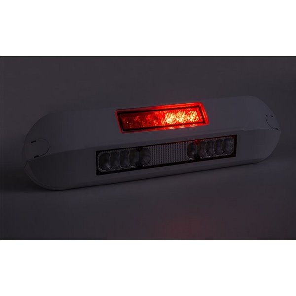 Faro de trabajo con posición, freno, intermitente LED 12/24V LRD 3132/WH/PHK/4K carcasa blanca R1-S1 2A EMC