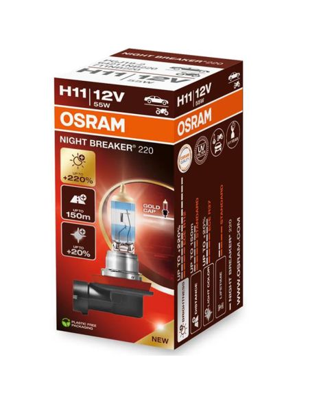 Bombilla H11 Night Breaker 220 + 220% 64211NB220 caja de cartón unitaria