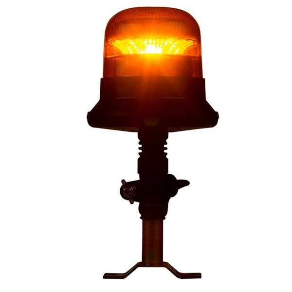 Balise rotative à LED à clignotement unique LDO 2661 12/24 V, conforme aux normes ECE R10 EMC et IP68, montage sur embase.