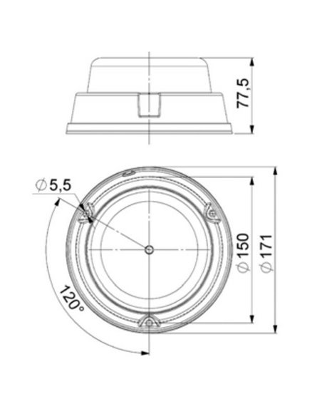 Rotativo LED LDO 2663 R/F rotación + parpadeo, atornillable y con cable ECE R10 EMC IP68