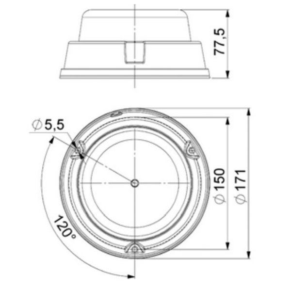 Rotativo LED LDO 2663 R/F rotación + parpadeo, atornillable y con cable ECE R10 EMC IP68
