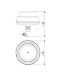 Rotativo LED LDO 2665/F F-parpadeo, montaje espiga, 12/24V ECE R10 EMC IP68