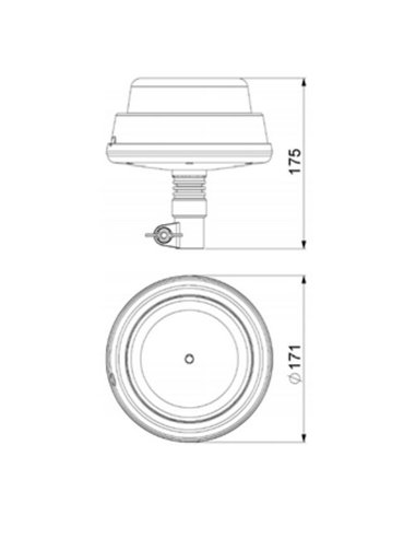 Rotativo LED LDO 2665/F F-parpadeo, montaje espiga, 12/24V ECE R10 EMC IP68