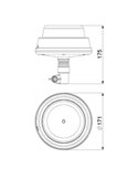 Rotativo LED LDO 2665/R modo R-rotación, montaje espiga, 12/24V ECE R10 EMC IP68